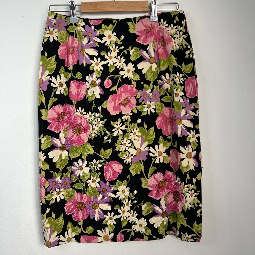 Dolce Apparel Beaded Floral Skirt